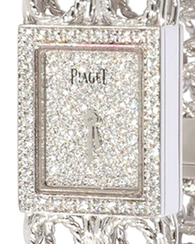 Piaget Dress 15MM Quartz Pavé Diamond Dial White Gold Bracelet (P10905)