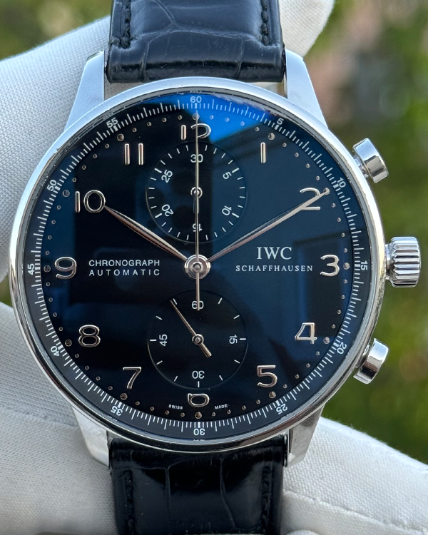 IWC Schaffhausen Portugieser Chronograph 41MM Black Dial Leather Strap (IW371438)