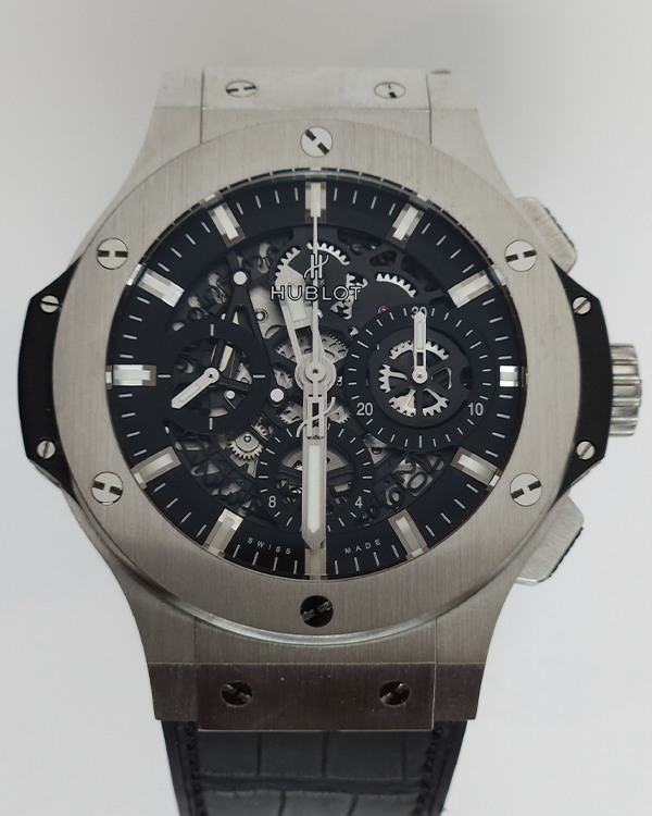 2019 Hublot Big Bang Aero Bang 44MM Steel Black Dial Rubber/Leather Strap (311.SX.1170.GR)