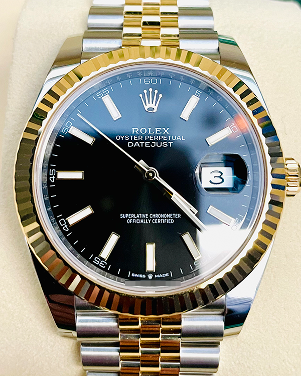 2023 Rolex Datejust 41 Black Dial Yellow Rolesor Jubilee Bracelet (126333)