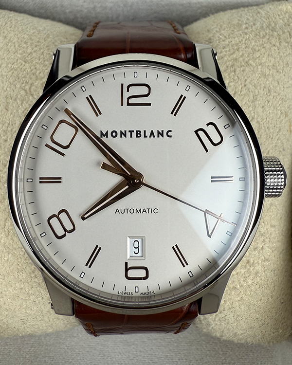 Montblanc Timewalker 39MM White Dial Leather Strap (105813)