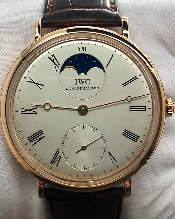 IWC Schaffhausen Portofino Hand-Wound 46MM Silver Dial Leather Strap (5448)