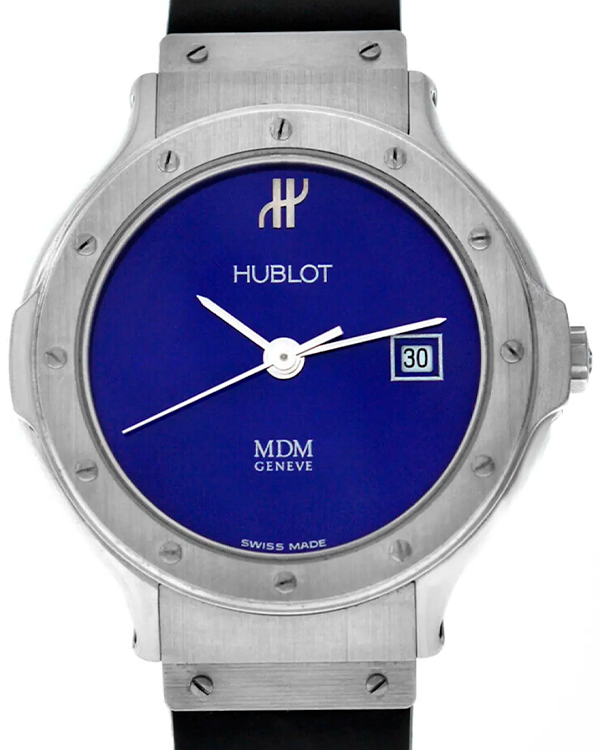 Hublot Classic MDM 28MM Quartz Blue Dial Rubber Strap (1393.1)