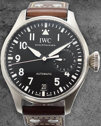 IWC Schaffhausen Pilot 46.2MM Black Dial Leather Strap (IW500912)