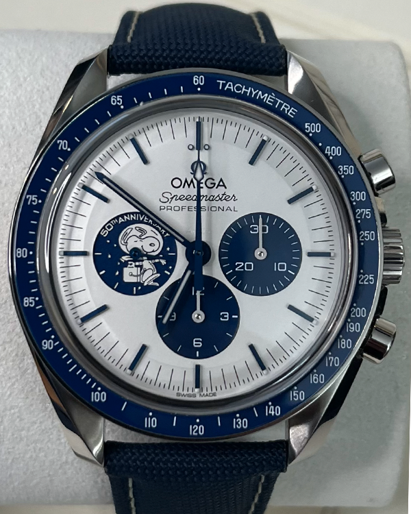 2023 Omega Speedmaster 50th Anniversary "Silver Snoopy Award" Chronometer 42MM Silver Dial Textile Strap (310.32.42.50.02.001)