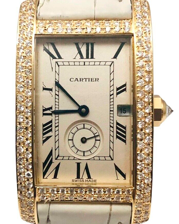 Cartier Tank Américaine De Cartier 23MM Quartz White Dial Leather Strap (811905)