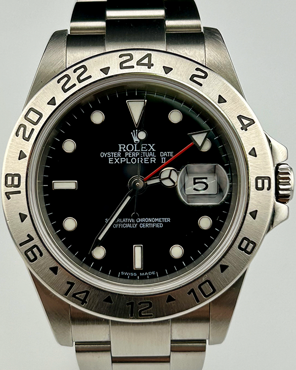 Rolex Explorer II 40MM Black Dial Steel Bracelet (16570)