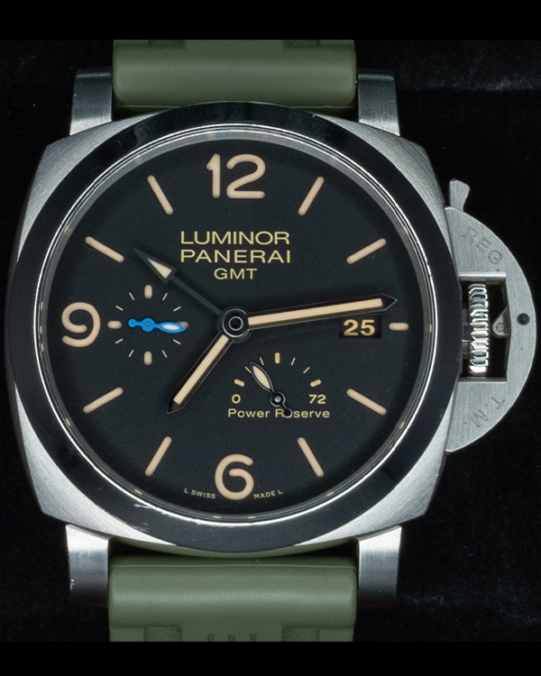 2022 Panerai Luminor 1950 3 Days GMT 44MM Black Dial Rubber Strap (PAM01321)