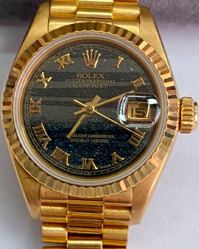 1993 Rolex Lady-Datejust 26MM Ferrite Dial Yellow Gold President Bracelet (69178)