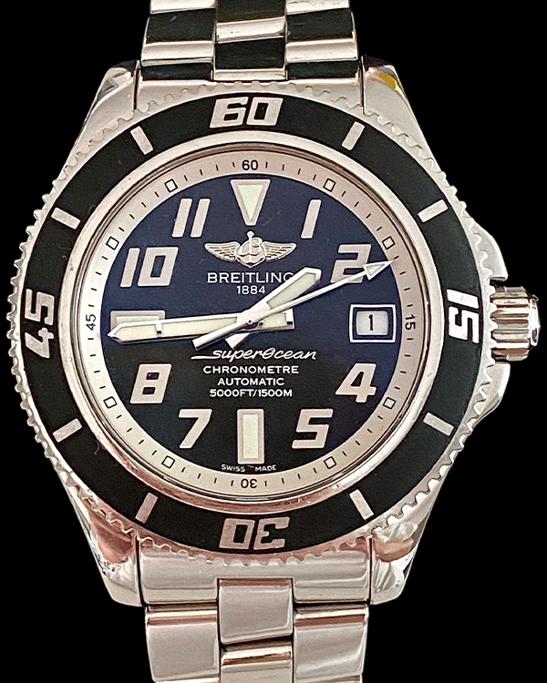 No Reserve - Breitling Superocean 42MM Black Dial Steel Bracelet (A17364)