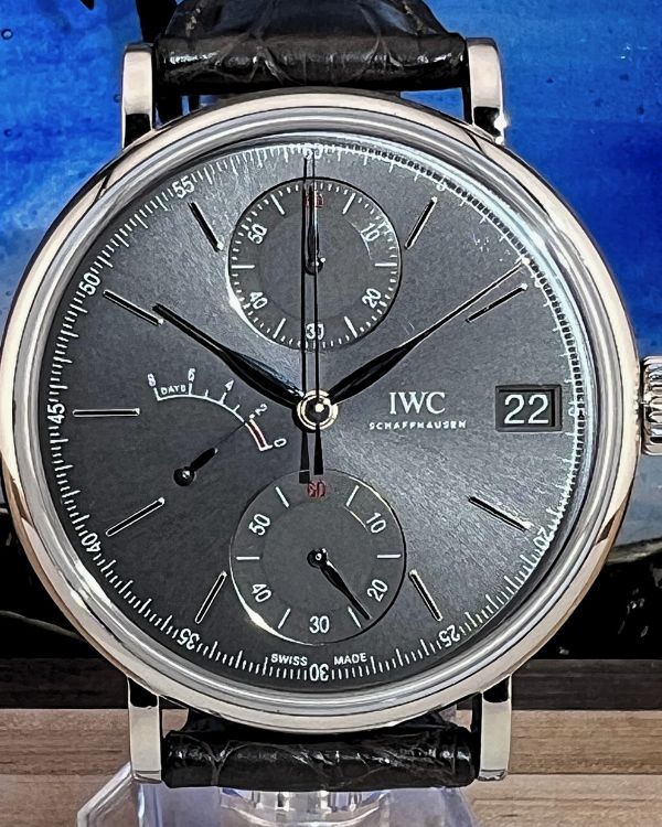 IWC Portofino Hand-Wound Monopusher 45MM White Gold Black Dial (IW515103)