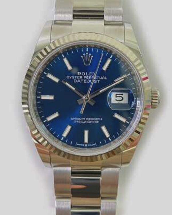 2023 Rolex Datejust 36MM Oystersteel and White Gold Blue Dial (126234)