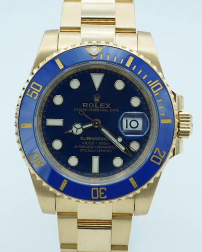 2019 Rolex Submariner Date 40MM Blue Dial Yellow Gold Bracelet (116618LB)