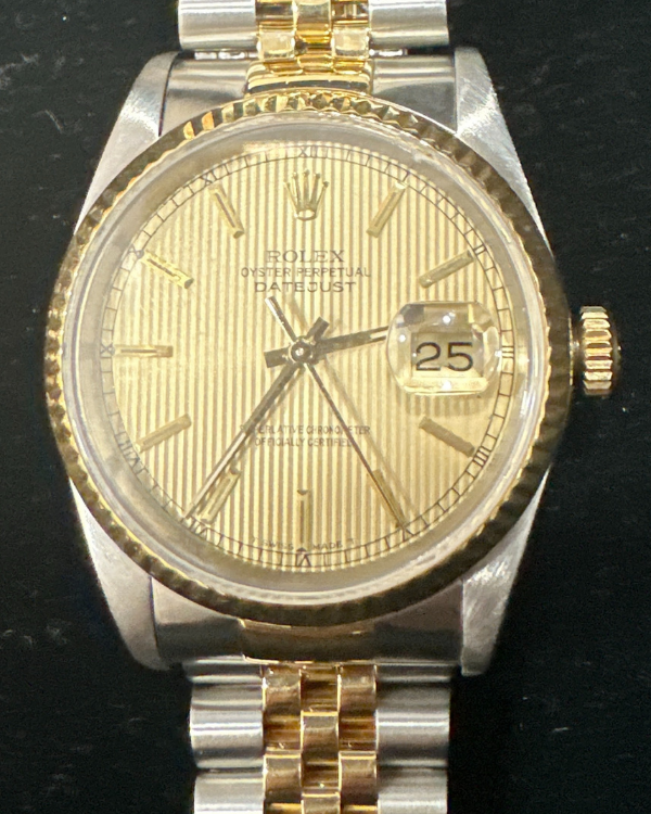 Rolex Datejust 36MM Champagne "Tapestry" Dial Two-Tone Jubilee Bracelet (16233)