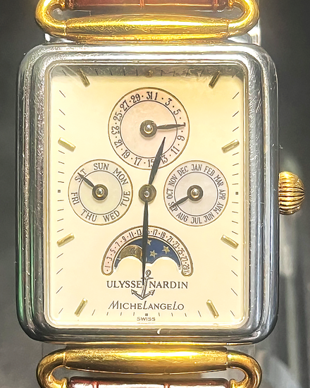 1988 Ulysse Nardin Michelangelo 29x33mm Champagne Dial Leather Strap (164-44)