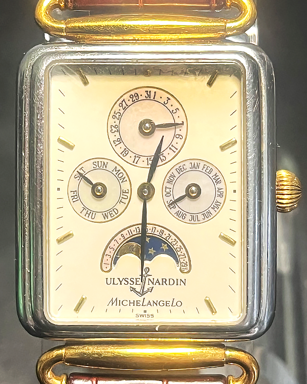 1988 Ulysse Nardin Michelangelo 29x33mm Champagne Dial Leather Strap (164-44)