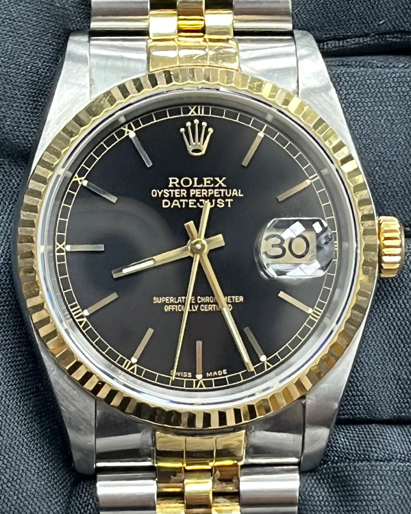 Rolex Datejust 36MM Black Dial Two-Tone Jubilee Bracelet (16233)