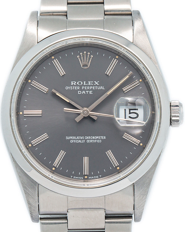 Rolex Oyster Perpetual Date 34MM Black Dial Steel Bracelet (15200)