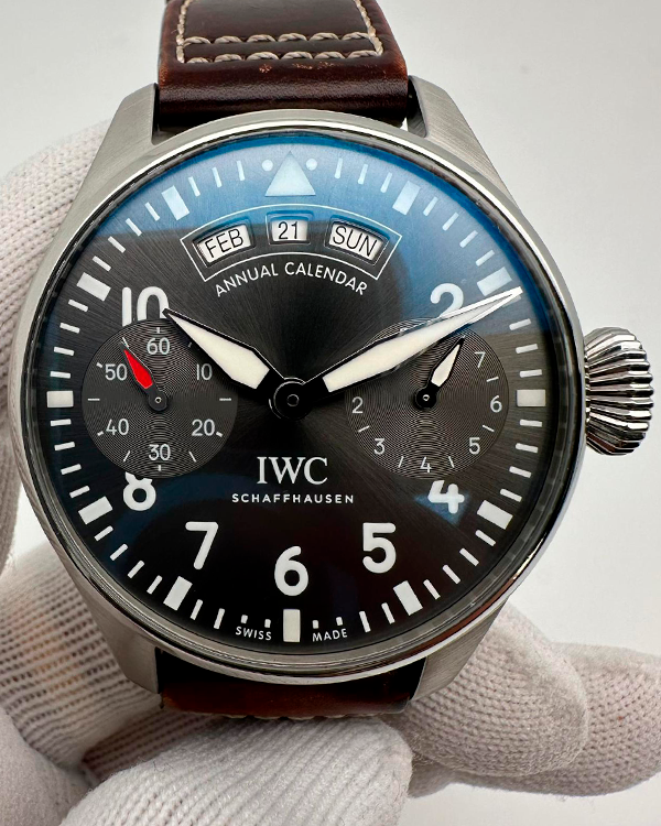 IWC Schaffhausen Big Pilot Annual Calendar Spitfire 46.2MM Grey Dial Leather Strap (IW502702)