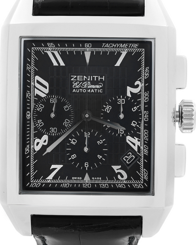 Zenith Grande Port Royal El Primero 51x36MM Black Dial Leather Strap (03.0550.400)