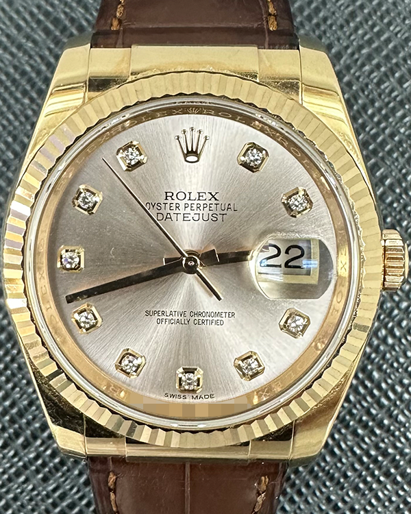 2015 Rolex Datejust 36MM Pink Sundust Dial Leather Strap (116135)