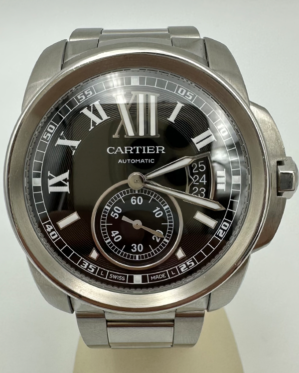 Cartier Calibre De Cartier 42MM Black Dial Steel Bracelet (3389)