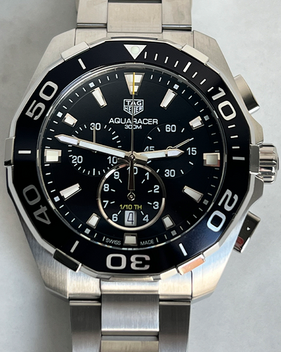 No Reserve - TAG Heuer Aquaracer 300M 43MM Quartz Black Dial Steel Bracelet (CAY111A.BA0927)