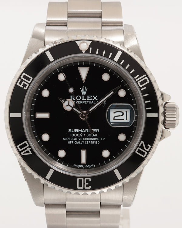 1996 (T Serial) Rolex Submariner Date 40MM Black Dial Oyster Bracelet (16610)