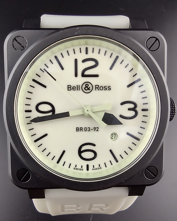 Bell & Ross BR 03-92 Full Lum Limited Edition 42MM White Dial Rubber Strap (BR0392-LUM1-CE/SRB)