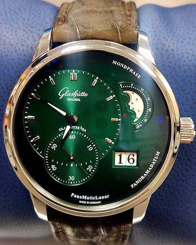 Glashütte Original PanoMaticLunar 40MM Green Dial Leather Strap (1-90-02-13-32-02)