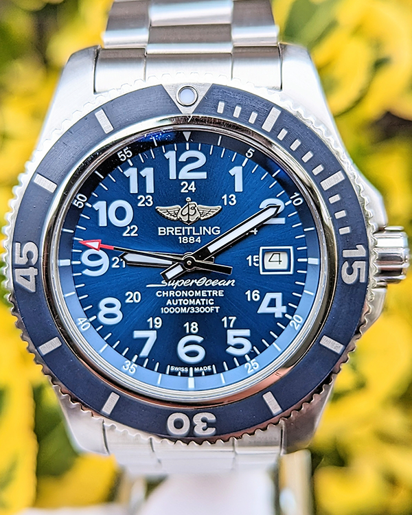 No Reserve - 2015 Breitling Superocean II 44MM Blue Dial Steel Bracelet (A17392D8/C910)