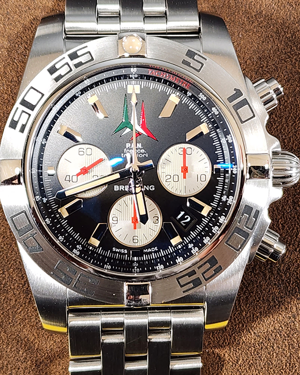 No Reserve - 2019 Breitling Chronomat 44 Limited Edition P.A.N Frecce Tricolori Steel Black Dial (AB01104D)