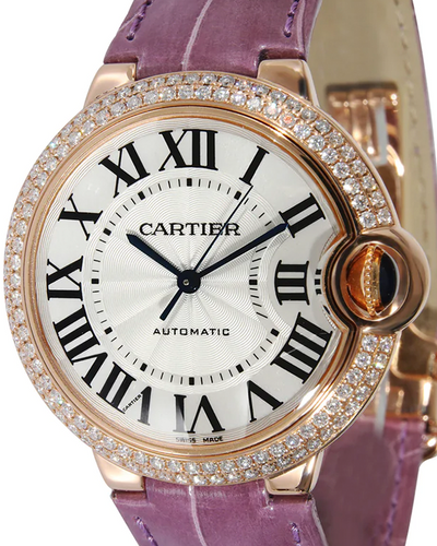 Cartier Ballon Bleu De Cartier 36MM Silver Dial Leather Strap (WJBB0009)