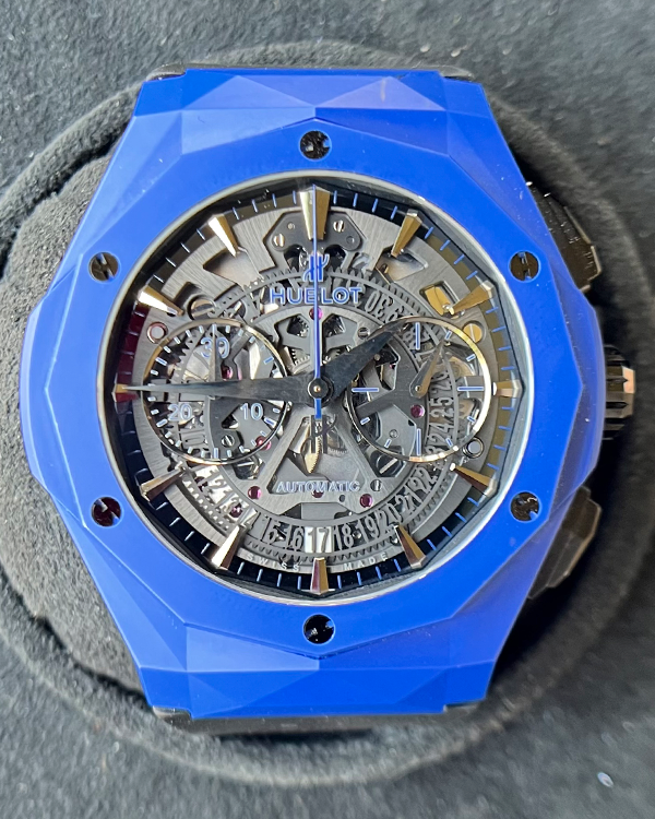 Hublot Classic Fusion Aerofusion Chronograph Blue Orlinski Limited Edition 116/200 Ceramic Skeleton Dial (525.EX.0179.RX.ORL18)