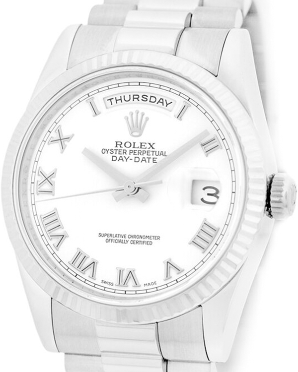 2009 (V Serial) Rolex Day-Date 36MM White Dial White Gold President Bracelet (118239)