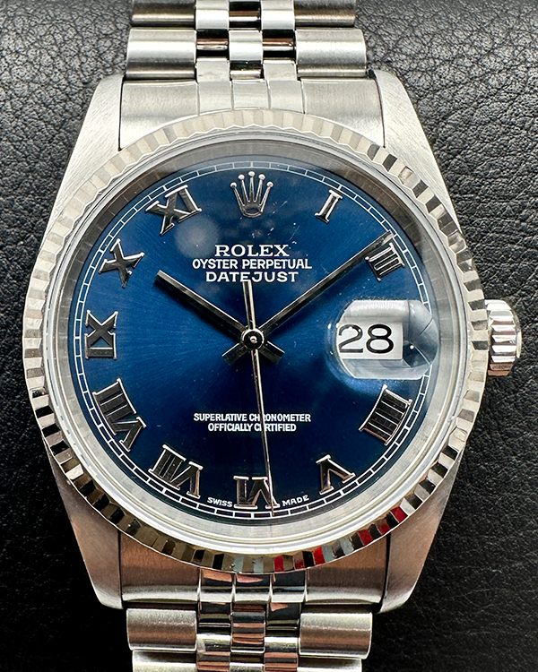 Rolex Datejust 36MM Steel and White Gold Blue Roman Dial (16234)