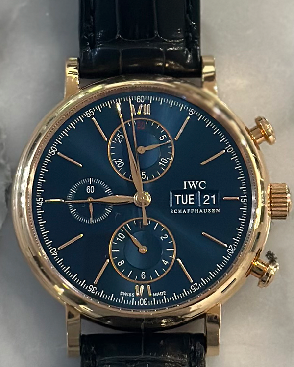 IWC Schaffhausen Portofino Chronograph 42MM Blue Dial Leather Strap (IW391035)