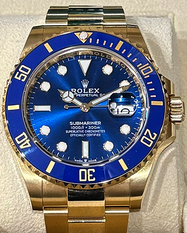 2022 Rolex Submariner Date "Bluesy" 41MM Blue Dial Yellow Gold Bracelet (126618LB)