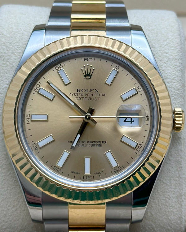 2012 Rolex Datejust II 41MM Champagne Dial Two-Tone Oyster Bracelet (116333)