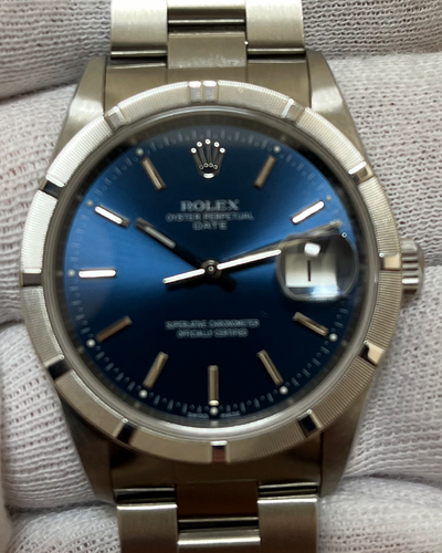 Rolex Oyster Perpetual Date 34MM Blue Dial Steel Bracelet (115210)