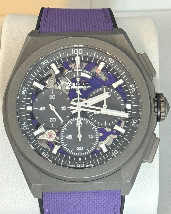 2022 Zenith Defy 21 Ultraviolet 44MM Skeleton Dial Textile Strap (97.9001.9004/80.R922)