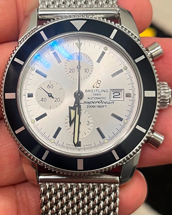 2010 Breitling Superocean Heritage Chronograph 46MM Silver Dial Steel Bracelet (A13320)