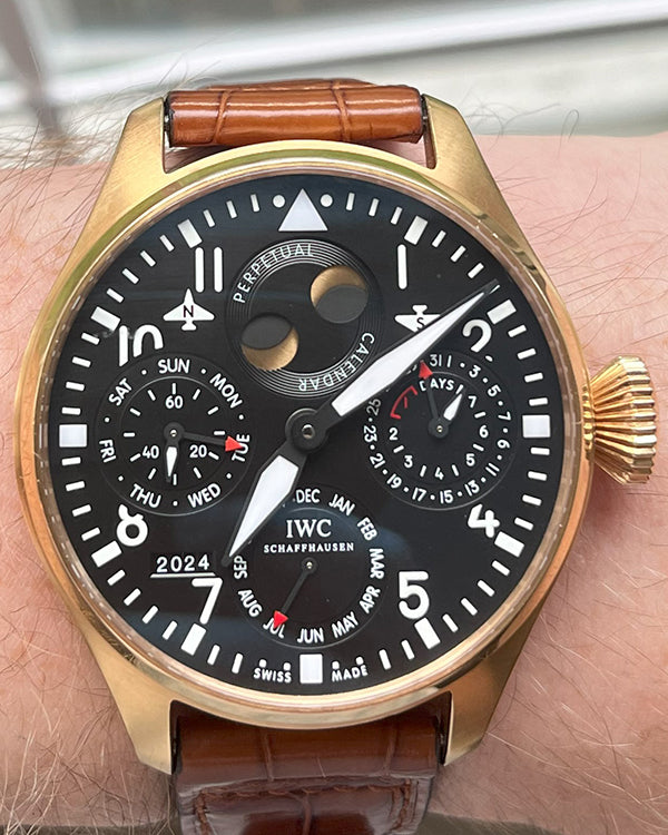 IWC Schaffhausen Pilot Perpetual Calendar L.E 46MM Black Dial Leather Strap (IW502628)