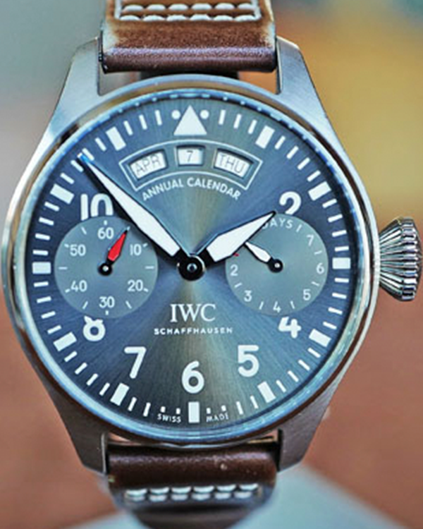 2017 IWC Schaffhausen Pilot Spitfire Annual Calendar 46.2MM Grey Dial Leather Strap (IW502702)