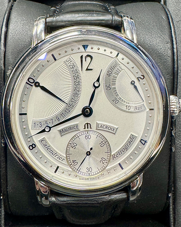 2010 Maurice Lacroix Masterpiece Calendrier Retrograde 43MM Silver Dial Leather Strap (MP7068-PG101-190)