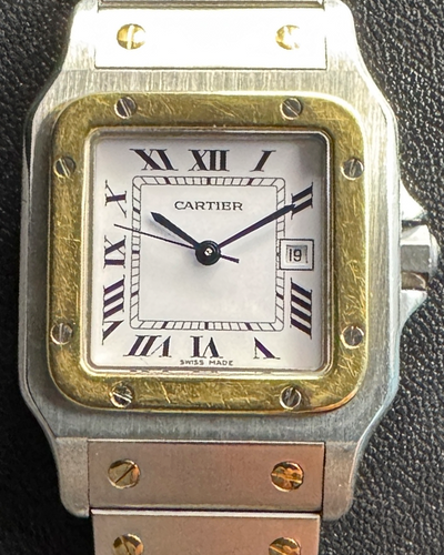 Discontinued Cartier Santos De Cartier 29MM White Dial Two-Tone Bracelet (2961)