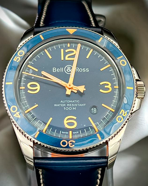 2023 Bell & Ross V2-92 Aéronavale 41MM Blue Dial Leather Strap (BRV292-BU-G-ST)