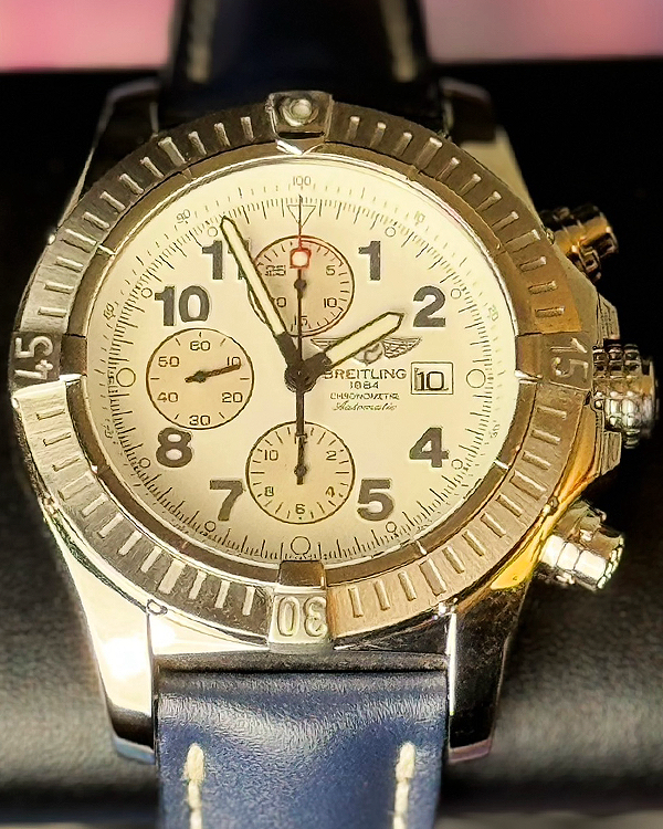 Breitling Super Avenger 48MM White Dial Leather Strap (A13370)