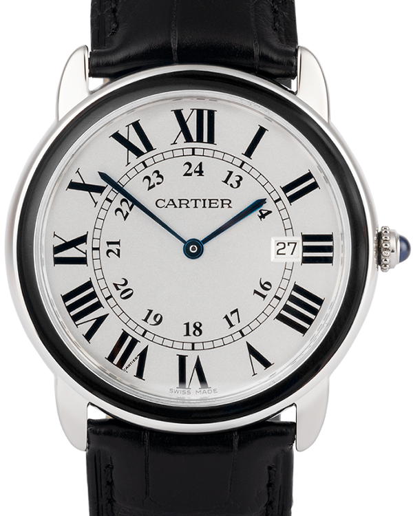 Cartier Ronde Solo De Cartier 42MM Silver Dial Leather Strap (W6701010)