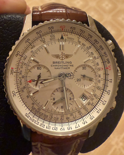 Breitling Navitimer 42MM Silver Dial Leather Strap (A23322)